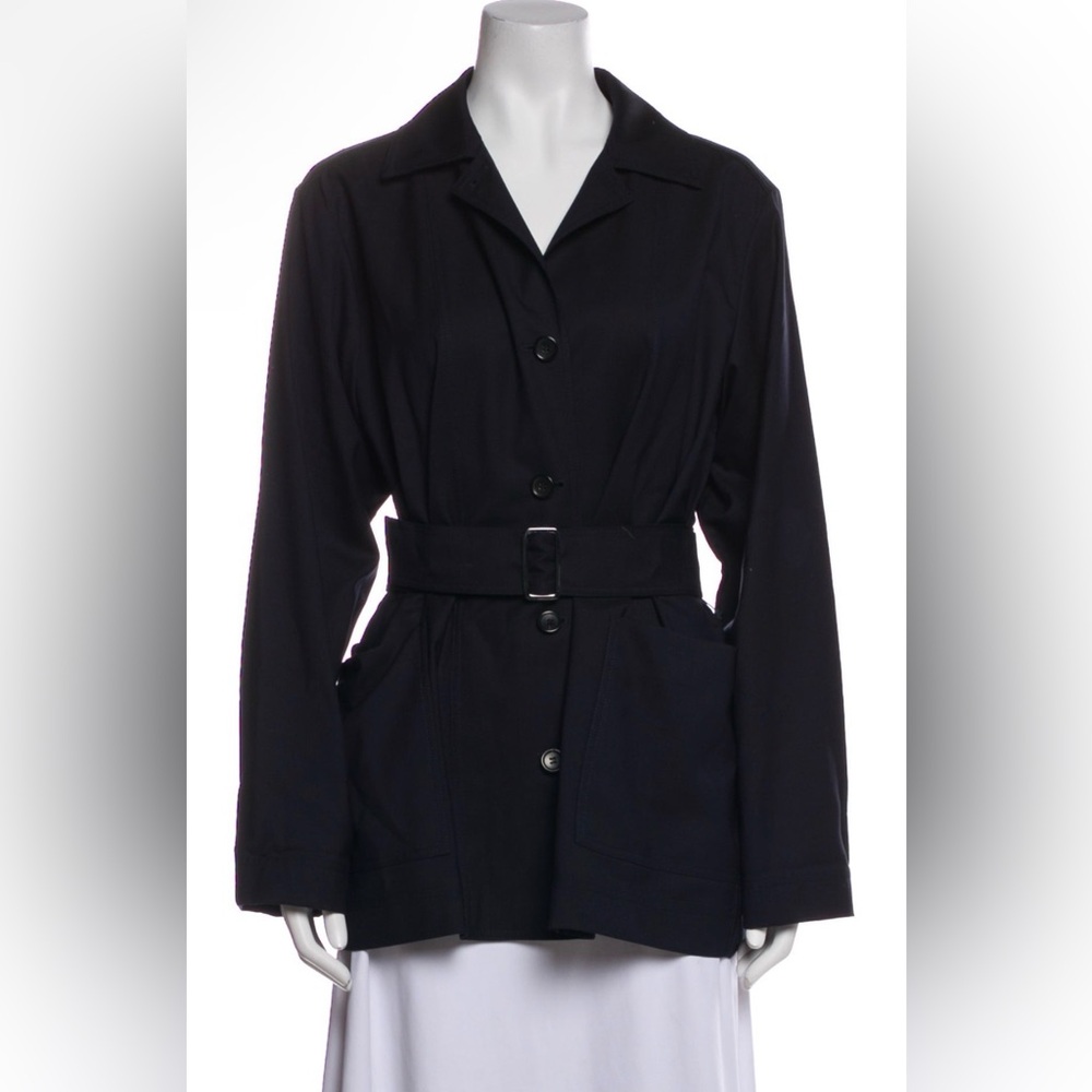 MaxMara Navy Wool Belted Jacket